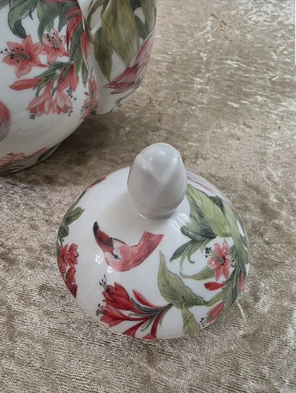 Kent Pottery Flamingo Floral Porcelain Teapot Floral Decorative Shabby Chic NEW